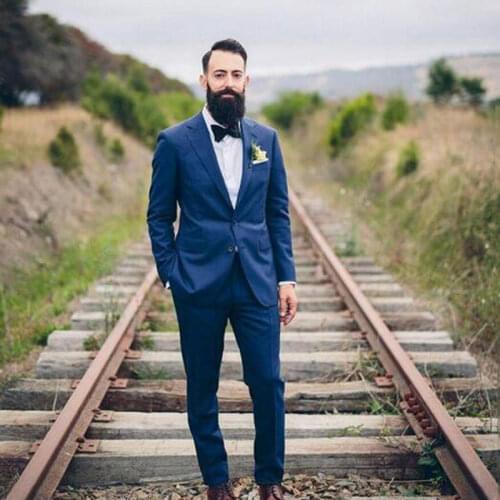 Custom Navy Blue Men Suits for Wedding Groom Tuxedo Blazer Man Business Suits 2Piece Costume Homme Terno Masculino Traje Hombre