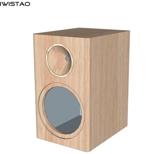 IWISTAO 2 Ways Empty Speaker Cabinet 1 Pair Solid Wood Bass 6.5 Inch and Birch Tweeter Horn Customize Holes HIFI DIY