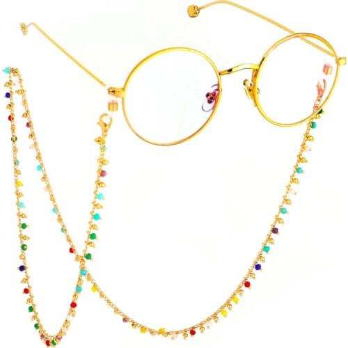 JGL005 2020 Latest design colored beads handmade glasses chain fashion glasses lanyard women accessories Europe charm jewelry