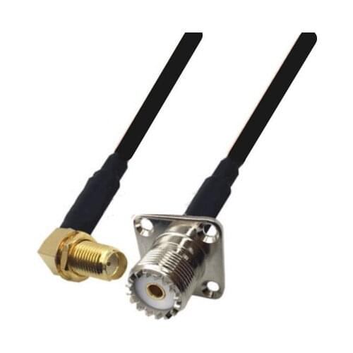 RG174 Cable SMA Female Right Angle To UHF SO239 Female 4 Hole Flange Panel Mount RF Coaxial Cable