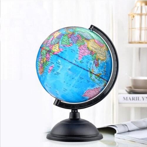 20, 32CM Pure English World Map Rotating Bracket + LED Light World Map School Geography Education Childrens Exploration