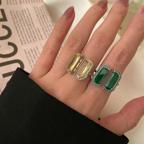 Korean Style Luxury Wedding Crystal Rings for Women Fashion Designer Adjustable Bride Accessories Valentines Day Jewelry Gift