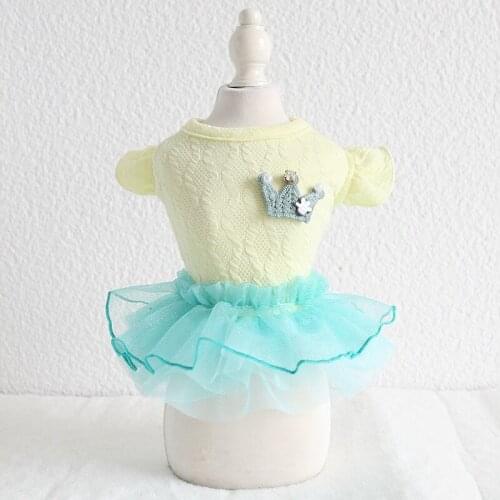 Crown Lace Cat Dog Dress Pet Products Summer 100% Cotton Clothing For Dogs Chihuahua Teddy Pet Puppy Dog Clothes 2020