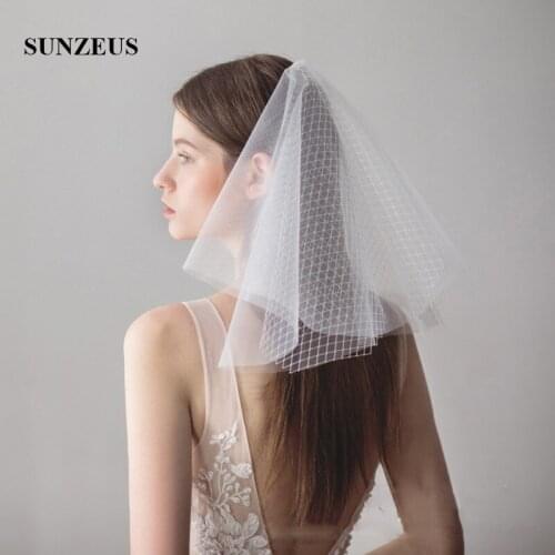 Sweet Short Bridal Veil with Comb 3 Layers Wedding Hair Accessories for Bridal bruiloft haaraccessoires SBV48