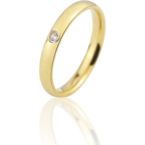 Fashion 3MM Crystal Ring Woman Ring Titanium Steel Gloss Ring For Women Ring Wholesale Jewelry