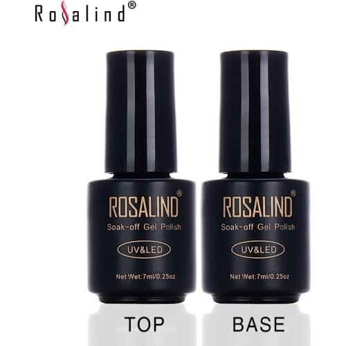 ROSALIND 7ML Set Multi-Use Top Coat & Bace Coat UV LED Gel Nail Polish Nail Art Professional Basic Using Soak-Off Lacquer