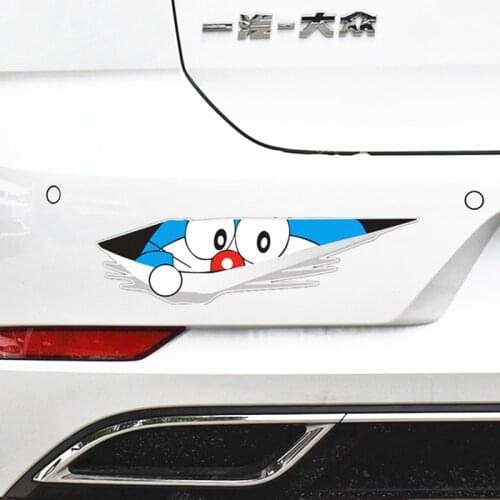 22CM*6CM Doraemon Peep Cartoon Lovely Funny Car Stickers Creative Decals For Tail Reflective Auto Tuning Styling D16