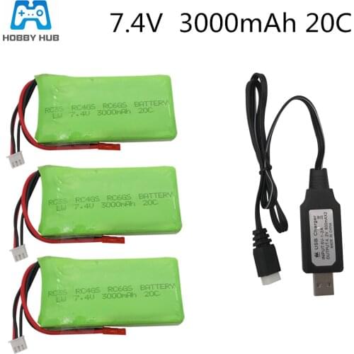 NEW 2s 7.4V 3000mAh 20C Lipo Battery For RC3S RC4GS RC6GS Battery RC Parts 7.4v Lipo battery battery With 7.4V Charger