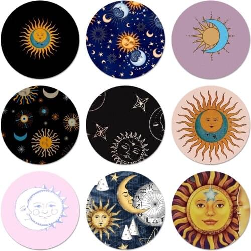 New Arrival Sun and Moon Face Badge Brooch Pin Accessories For Clothes Backpack Decoration gift 58mm