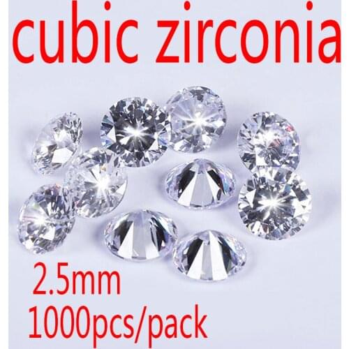Wholesale Jewelry Supplies AAA Grade CZ White Cubic Zirconia Round Zircon 2.5MM DIY Jewelry Findings Supplies Free Shipping