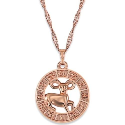 Garilina 12 Constellation Aries Taurus Gemini Cancer Leo Virgo Fashion Jewelry rose gold Necklace Pendants gifts AP2136