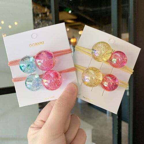 2pcs/lot New Women Girls Cute Colorful Round Elastic Hair Bands Sweet Rubber Band Scrunchie Headband Fashion Hair Accessories