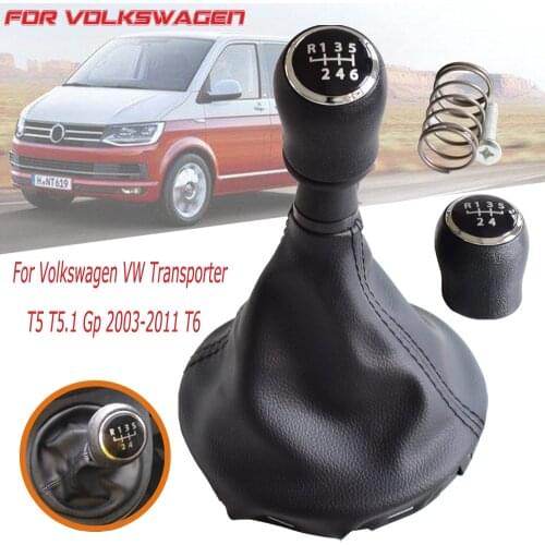 5/6 Speed Gear Shift Knob Manual Shifter HandBall With Gaiter Leather Boots Cover For VW Volkswagen Transporter T5 T5.1 Gp T6