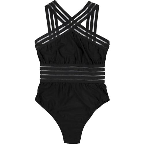 Sexy Black Striped One Piece Bikini Womens Bandage Push Up Monokini Swimwear Swimsuit Beach Triangle Bathing Suit1