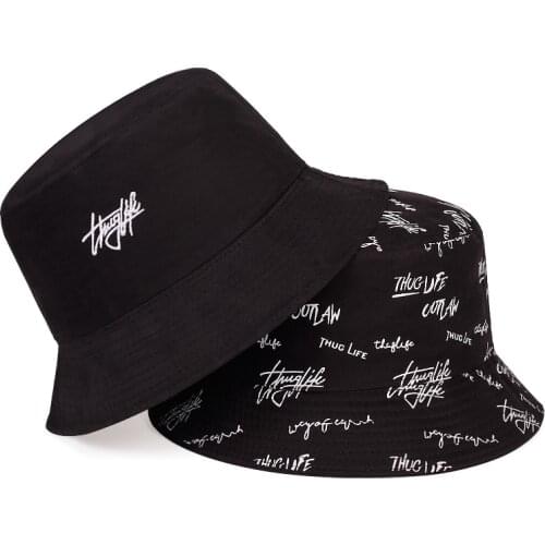 New double-sided fisherman hat fashion summer ladies sun hat tide letter printing wild basin hat hip hop bucket hat General
