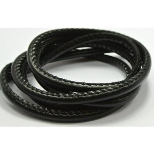 32.8 Feet Black Stitched Round Soft Synthetic Leather String Jewelry Cord 5mm