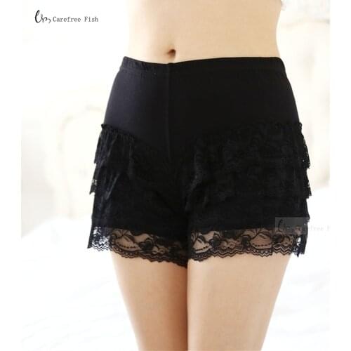 New Summer Fashion Womens Sexy Shorts Lace Crochet Elastic Waist Slim Backing culottes Mini Shorts Leisure Short Trousers