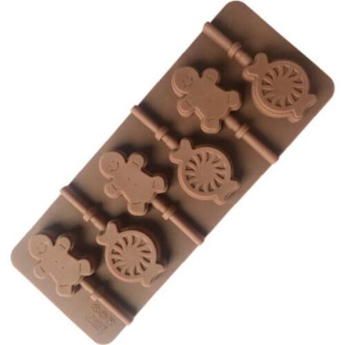 Silicone Lollipop Mold Snowman Boys With 20 Sticks 3D Christmas Halloween Gingerbread Man Model Kitchen Bake DIY Tools K118