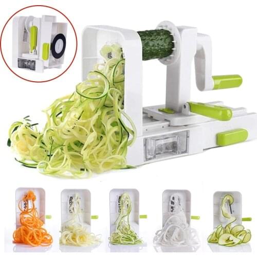 5 Blade Vegetable Spiralizer Folding Veggie Pasta & Spaghetti Potato Vegetable Spiral Cutter Zucchini Slicer