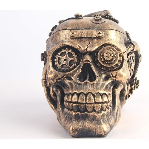 HeyMamba Resin Craft Skull Statues & Sculptures Garden Statues Sculptures Skull Ornaments Creative Art Mechanical Skull Statue