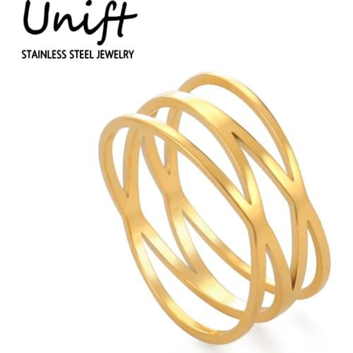 Unift Bohemian Vintage Cross Gold Silver Stainless Steel Rings for Women Wedding Daily Wear Trendy Jewelry