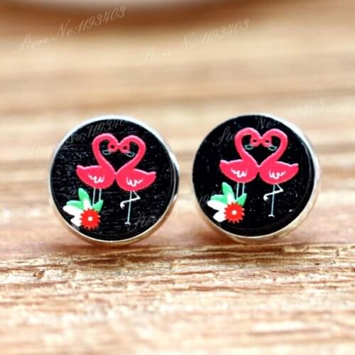 Unique 3D Bird Embossed 16mm Round Coloured Drawing pattern Laser Cut wood Cabochon DIY for Rings, Earring,Brooch,Necklace