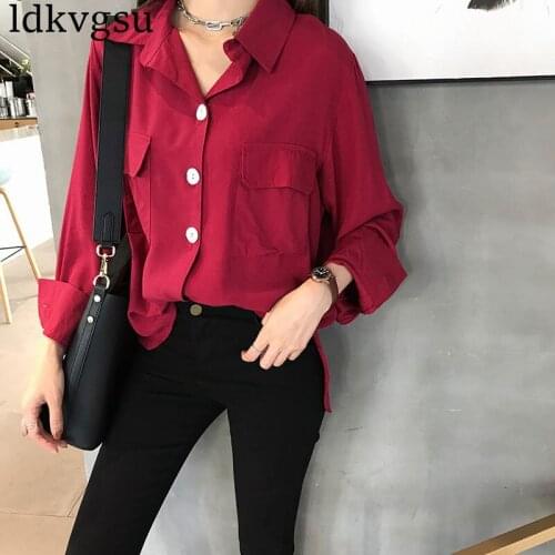 Korean Large Size Womens Clothing 2020 new Spring Summer Shirt Women chic Long Sleeve Blouse V437
