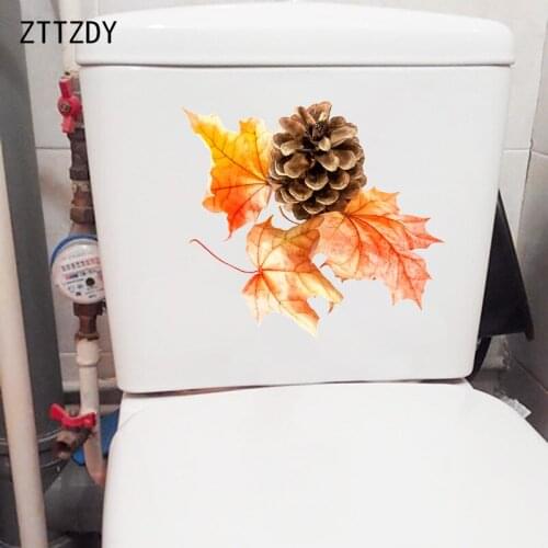 ZTTZDY 24.5×22.5CM Maple Pine Cone Home Living Room Wall Stickers Fashion WC Toilet Decoration T6-0223