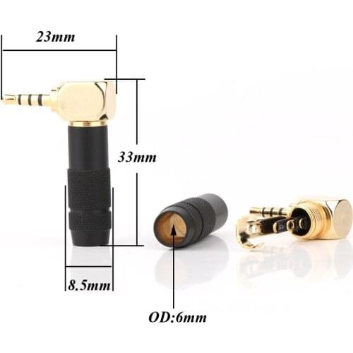 2PCS HP104 High Quality Stereo 2.5mm TRRS 4 Pole Right Angle Headphone Jack Plug Cable