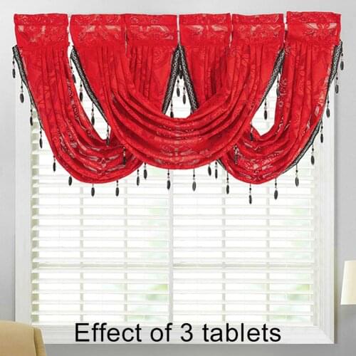 2020 Solid Color Lace Design Coffee Kitchen Short Curtain Window Valance Drape Home Decor Stage Background Party Decoration