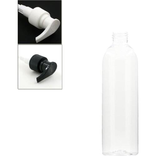 250ml empty plastic bottle , clear pet bottle with black/white lock pumps