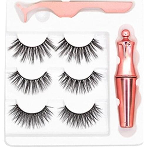 3 Pairs Magnetic Eyelashes Eyeliner Eyelash Curler Set5 Magnet Natural Long Magnetic False Eyelashes With Magnetic Eyeliner