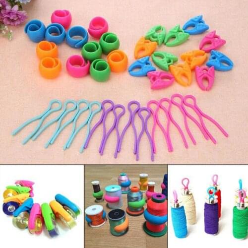 48pcs Colorful Bobbin Thread Clips Holder Silicone Fixed Wrapped Craft Spool Clamp Sewing Accessories Tool