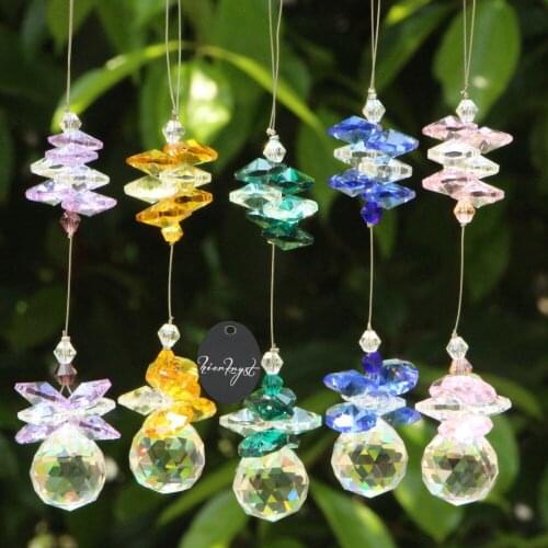 5pcs/lot Rainbow Suncatcher in Sunlight Crystal Ball 5301 AB Bicone Beads Handmade Crystal Crafts Window & Wedding Decoration