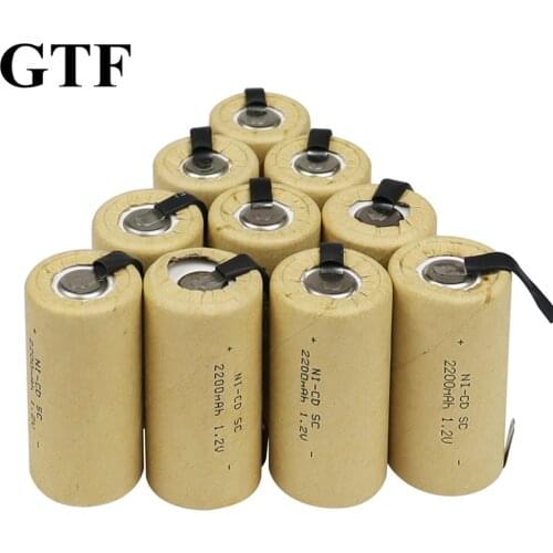 GTF SC 2200mAh 1.2V battery NI-CD rechargeable batteries for electric screwdrivers electric drills real capacity Sub C battery