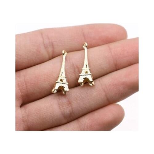 20Pcs 21*8mm 3 Colors Eiffel Tower Charms For DIY Jewelry Making Keychain Bracelet Pendant Accessories Handcraft Wholesale