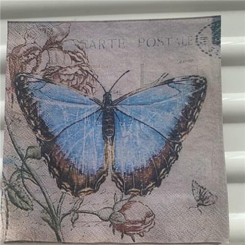 Decoupage wedding birthday party Napkin paper elegant tissue butterfly dragonfly vintage beautiful serviettes square decor 20