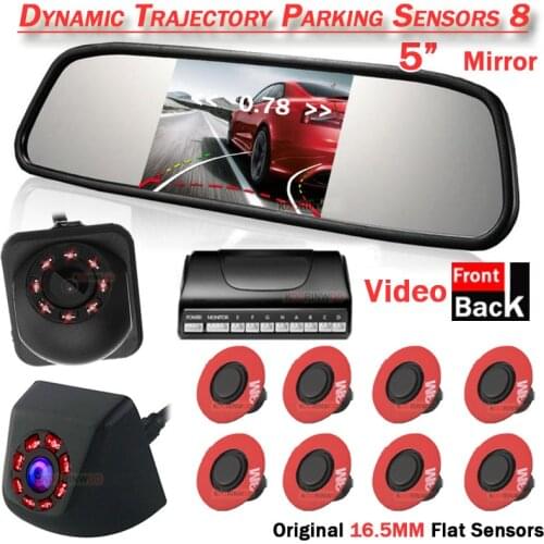 Koorinwoo Dual Core CPU 13mm Flat Intelligent System Car Parking sensors 8 with Monitor Rear view camera Track Dynamic Safty 12V