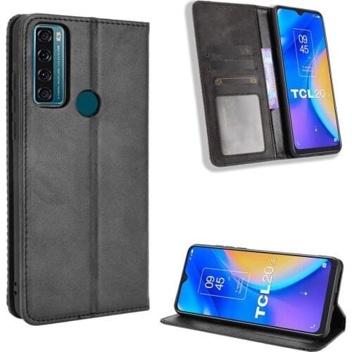 Retro Flip Cover For Coque TCL 10L 10 Lite 10 5G UW 20 Pro 5G 20S 20 SE Magnetic Case Wallet Bag Case With Card Holder