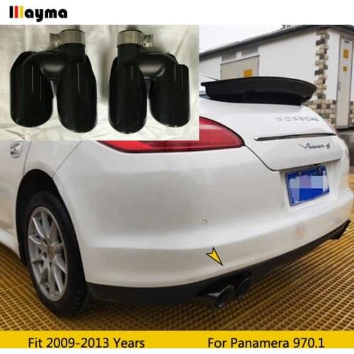 Glossy black Tail Exhaust Tips Muffler Pipe For Porsche Panamera 3.6L 2009 - 2013 Year Panamera 970.1 Stainless Steel mufflers