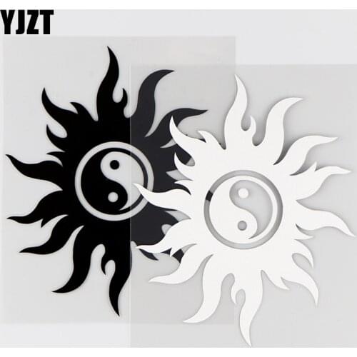 YJZT 11×13.6CM Yin Yang Sun Personalized Body Decoration Vinyl Car Sticker Decals Black / Silver 10A-0476