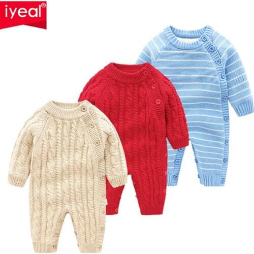 IYEAL Winter Baby Girl Romper Warm Knitted Newborn Baby Clothes Infant Toddler Jumpsuit For Kids Cotton Toddler Boys Jumpsuit