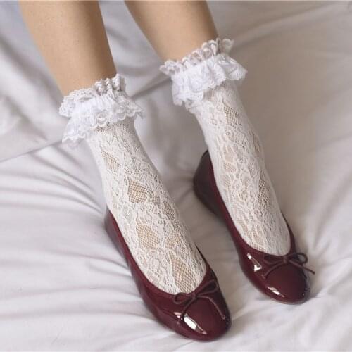 Short Lolita Socks Girls Japanese Style Pure Color Bow Lovely Cosplay Stage Performance Soft Socks
