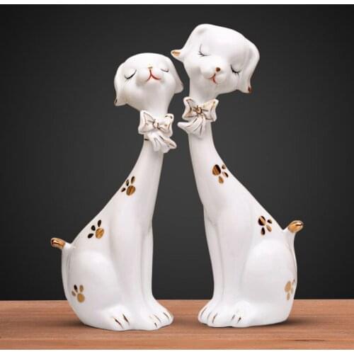 Creative Modern Simple Home Jewelry Decoration Living Room Wine Cabinet Ceramic Cute Dog Decoration New House Soft Decoration