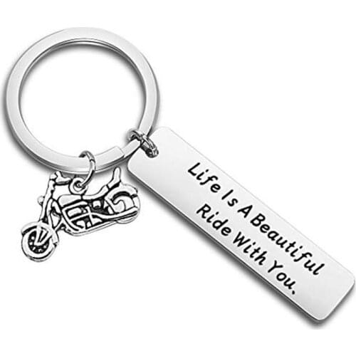 Motorcycle Keychain Life is A Beautiful Ride with You Keyring Gifts For Dad Father Men Key Chain Boyfriend Gifts Jewelry