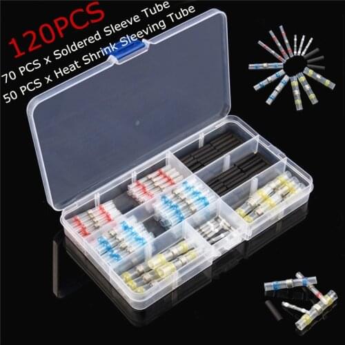 120PCS Solder Seal Connectors & Heat Shrink Tubing Soldering Sleeve Wire Connectors Kit terminal eletrico wire connectors