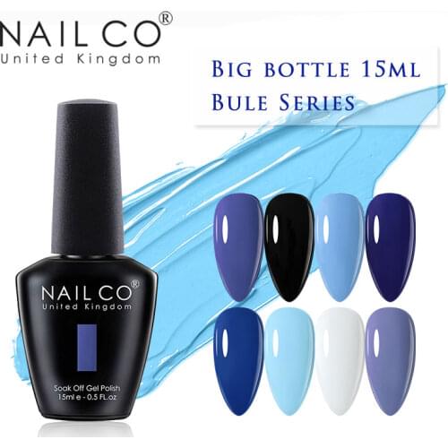 NAILCO Blue Colors Pure Series 15ml Summer Gel Nail Polish Varnish LED Gellak Polish Lacquer UV Vernis Semi Permanent Primer Top