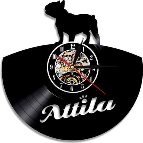 French Bulldog Clock Pet Animal Bulldog Vinyl Record Wall Clock Wall Art Animal Decor Home Decoration Gift For Pet Lover