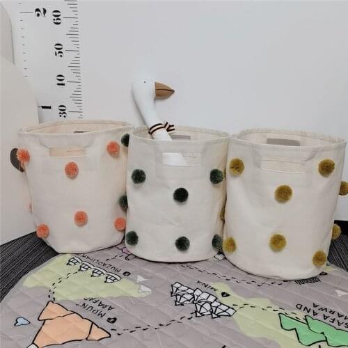 Nordic Pompom Decor Children Toy Sundries Storage Baskets Knitted Cosmetic Containers Room Organizer Photo Prop Gifts