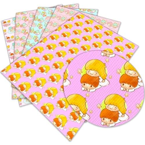 New LittleTwinStars Character Cartoon Printed Faux Leather A4 22x30cm for DIY Holiday Decoration Accessory Crafts Material